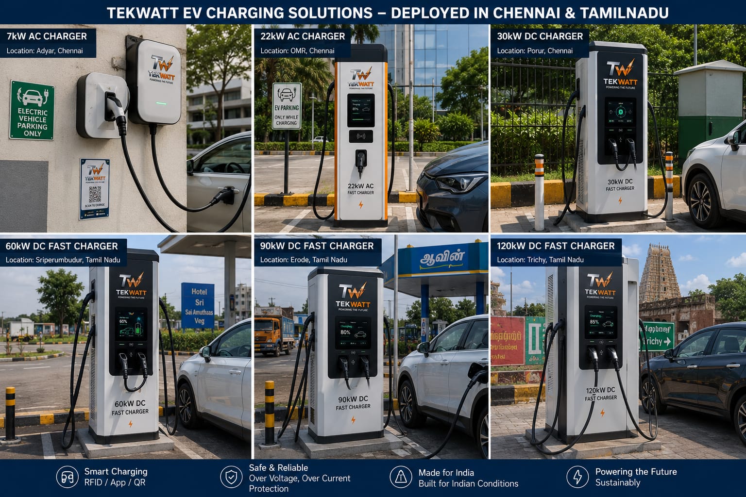 TekWatt EV charging projects in Chennai and Tamil Nadu
